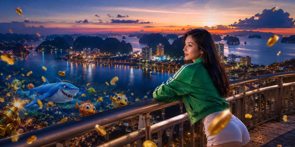 Phụ nữ Việt Nam tại Hạ Long thưởng thức trò chơi bắn cá trên vịnh biển đẹp