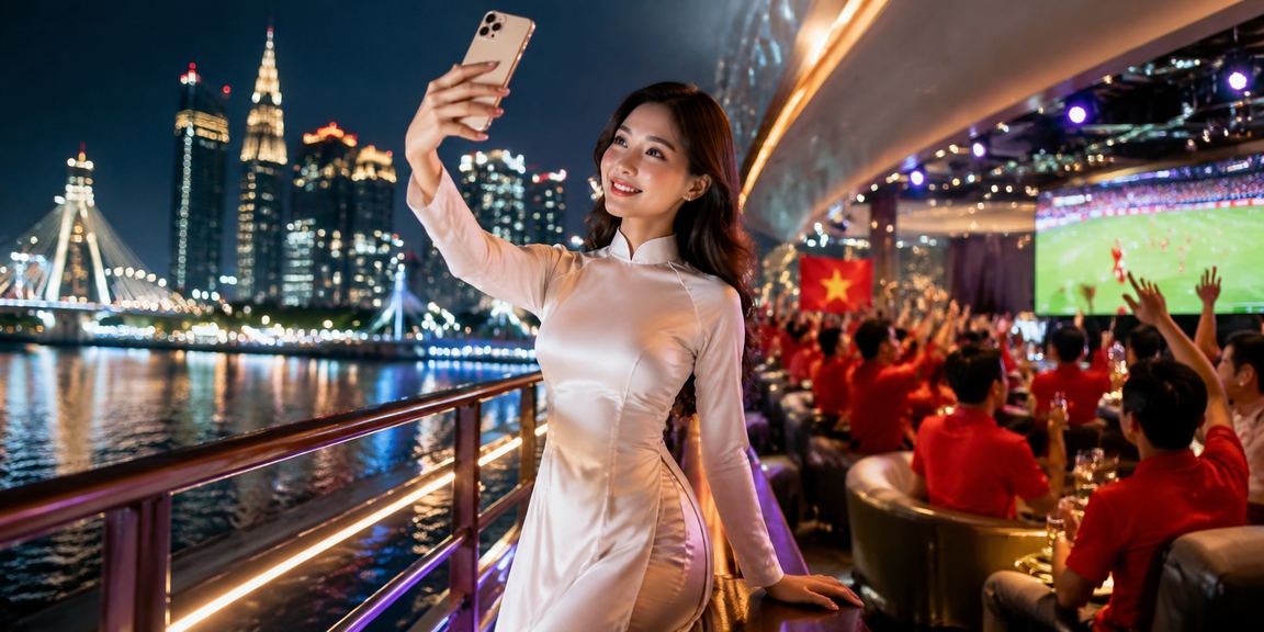 Người phụ nữ áo dài tại Hồ Chí Minh chơi casino trên điện thoại di động